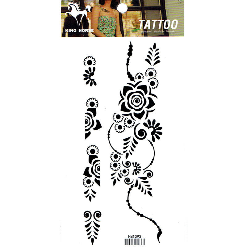 HM1093 Temporary black flower tattoo sticker fake tattoo body art tattoo
