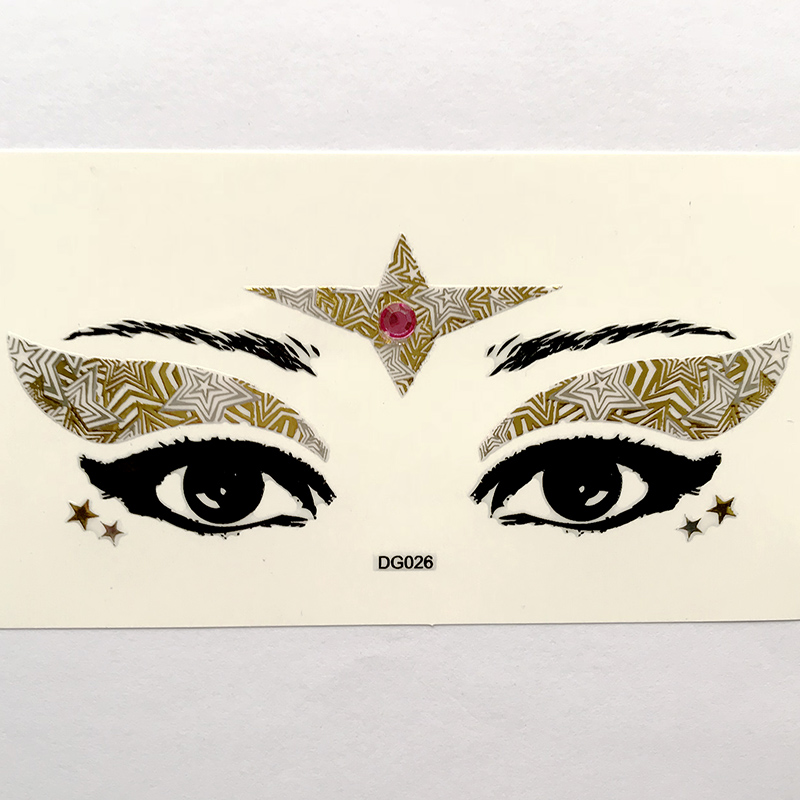DG026 red acrylic diamond golden white face self-adhesive make up sticker cosplay face sticker