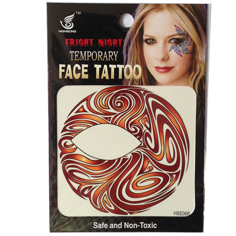 HSE06 New fashion night part Brown red whirlpool 8x8CM boy and girls single eye tattoo sticker