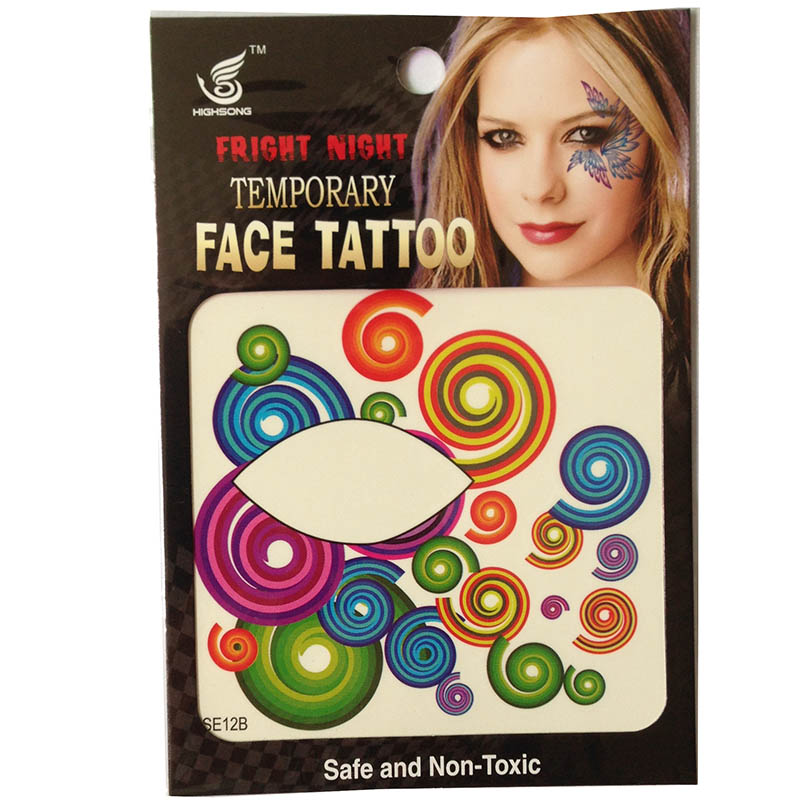 HSE012 8X8cm Night party special color circle temporary single eye tattoo sticker