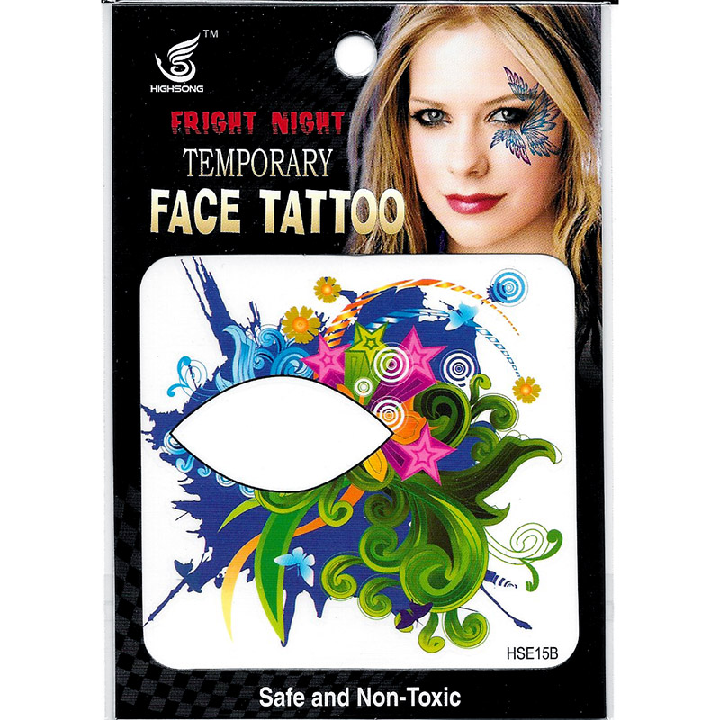 HSE15 8X8cm Night party colored five star leaf flower temporary single eye tattoo sticker