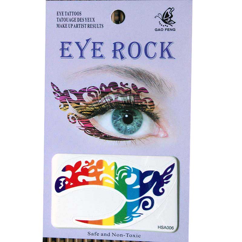 HSA006 younger girls Red blue green yellow temporary eye tattoo sticker