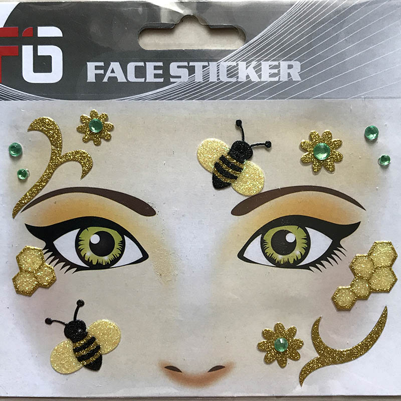Hot selling bee flower ladybug face sticker
