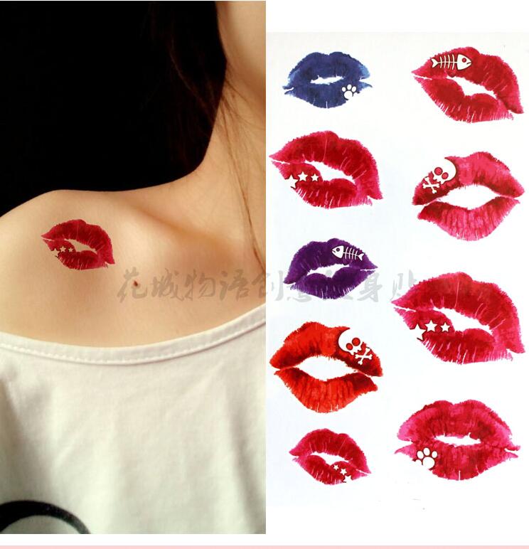 HM639 Waterproof Temporary Lipstick Print Tattoo Sticker