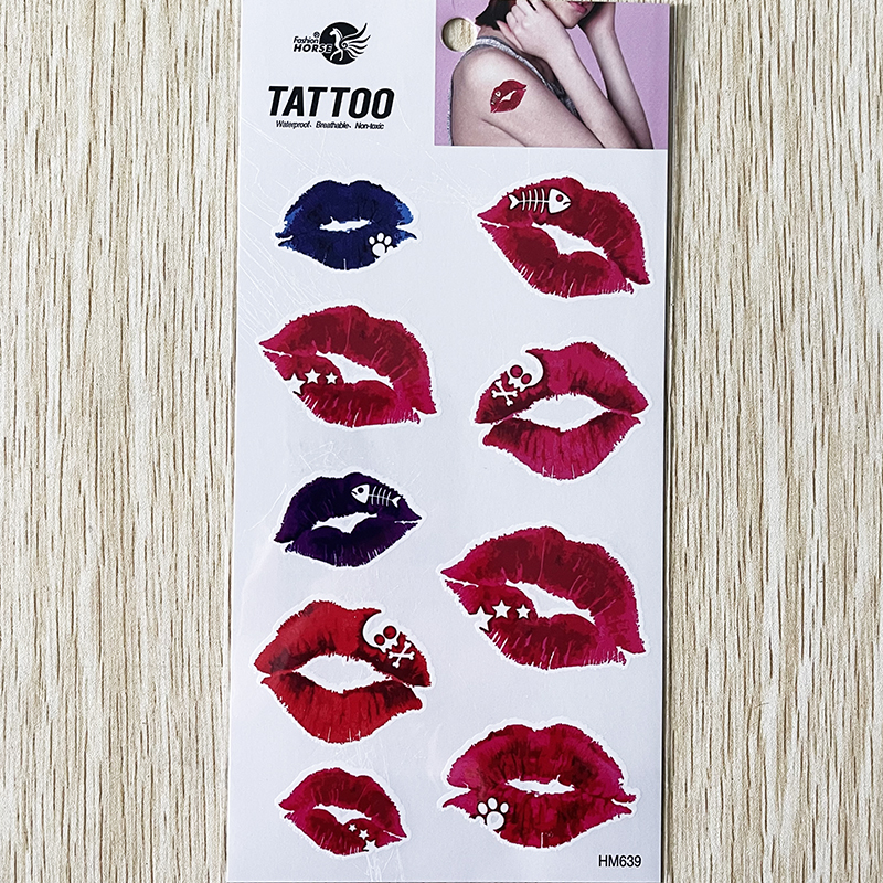 HM639 Waterproof Temporary Lipstick Print Tattoo Sticker