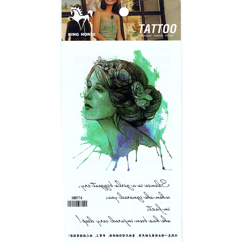 HM974 2019 new fashion Portrait of lady's waterproof temporary chest tattoo sticker