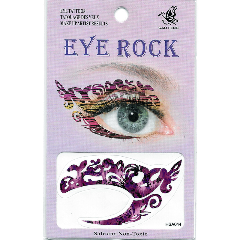 HSA044 purple color temporary eye tattoo left and right eye in 1piece for ladys