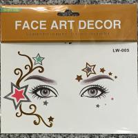 LW-005 Five star face gold tattoo sticker for adult