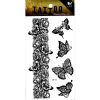 HM935 black color lace butterfly flower bracelet anklet waterproof temporary tattoo sticker