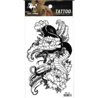HM1166 Black color snake twining Peony tempoary body art tattoo sticker