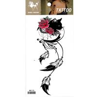 HM1170 2019 new fashion black cat red rose flower dreamcatcher body tattoo sticker for women