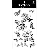 HM170 fake tattoo Black flower butterfly temporary tattoo sticker