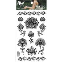 HM808 Nine different size small black flowers girls wrist ankle tattoo stickers