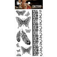 HM849 Black flower butterfly feather bracelet tattoo sticker