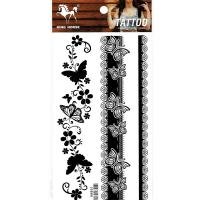 HM851 Black flower vine butterfly bracelet tattoo sticker